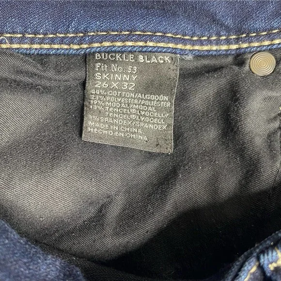 Buckle Black Fit No. 53 Mid-Rise High Stretch Skinny Blue Jeans 26 X 32 - Picture 4 of 6